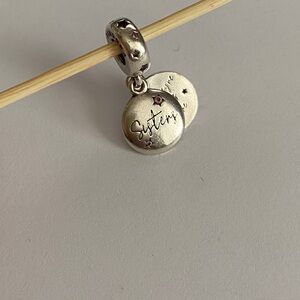 Forever Sisters Dangle Charm pink stones stars CZ 798012FPC Authentic Pandora